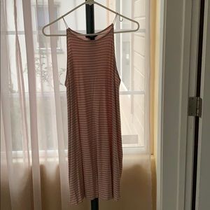 Light pink striped mini dress.